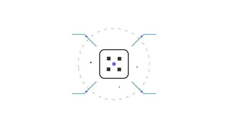 Abstract Digital Interface With Rotating Geometric Icon