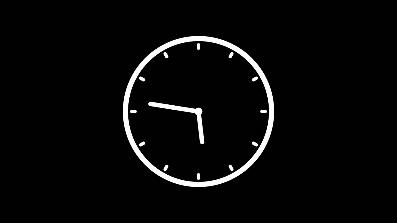 Animated White Clock on Black Background