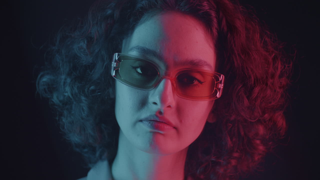 Woman in Neon Lighting