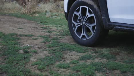 car wheels on a dirt road