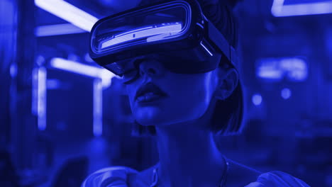 technology female with Vr headset in made with AI