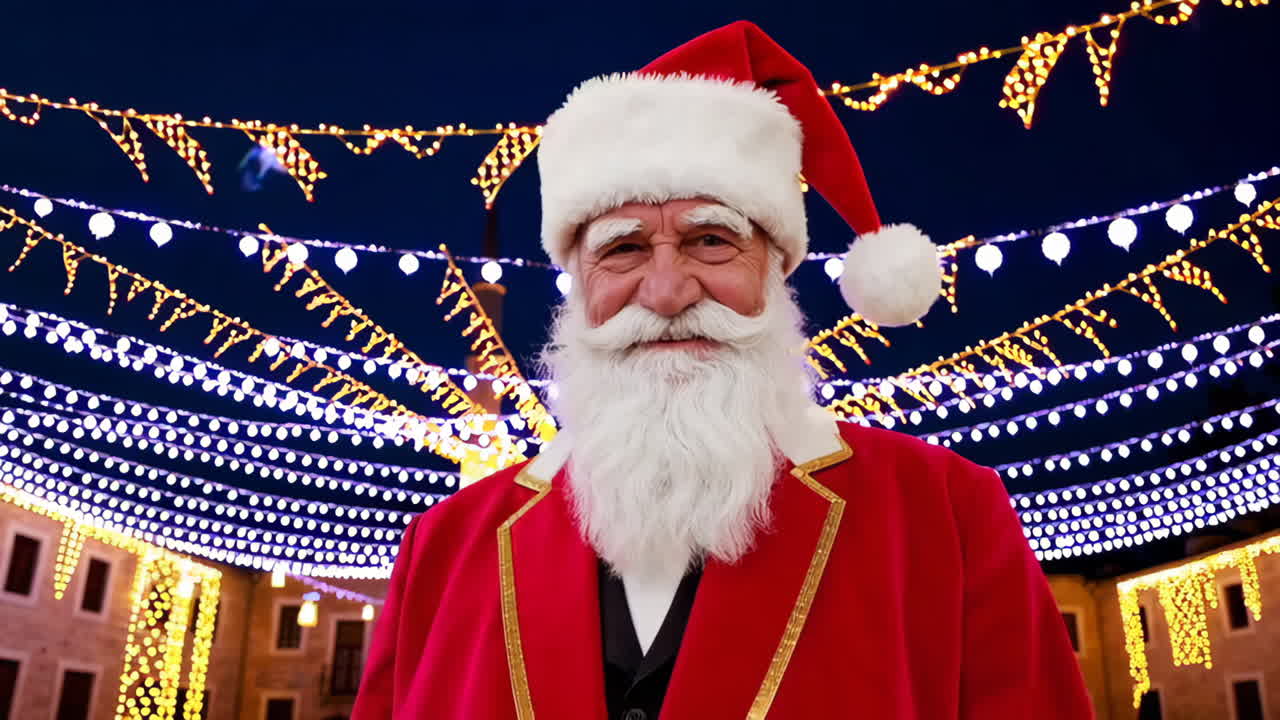 Santa Claus in front of a Mosque at Night