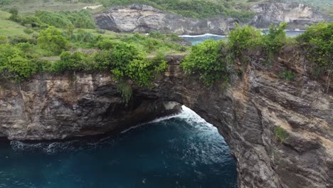 aerial view of devil's billabong with ocean in nusa penida during daytime, bali