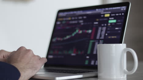 investor checks stock chart on laptop. financial and investment concept. day