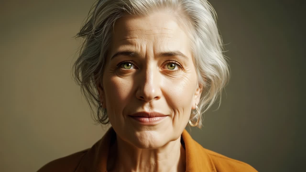 Portrait of a Mature Woman with Gray Hair