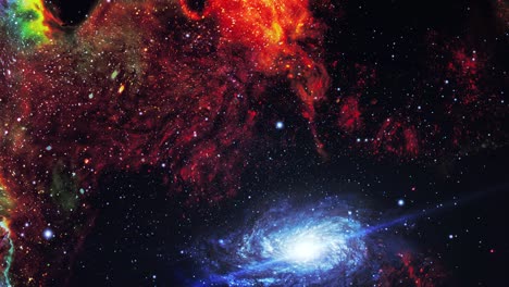 nebula clouds and a galaxy in the universe are moving closer