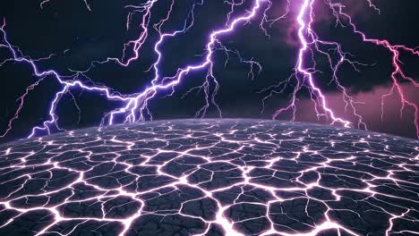 dramatic storm over cracked earth