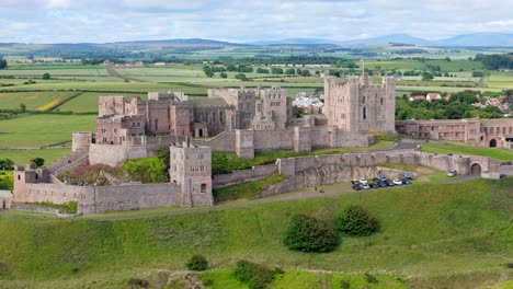 Aerial-footage-of-Bamburgh-Castle-in-summer