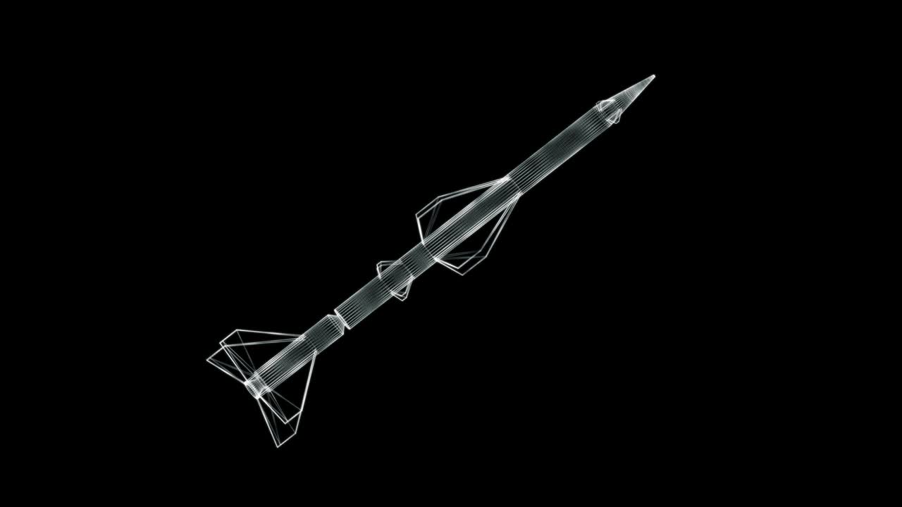 Hologram screen 3d of a combat missile - loop