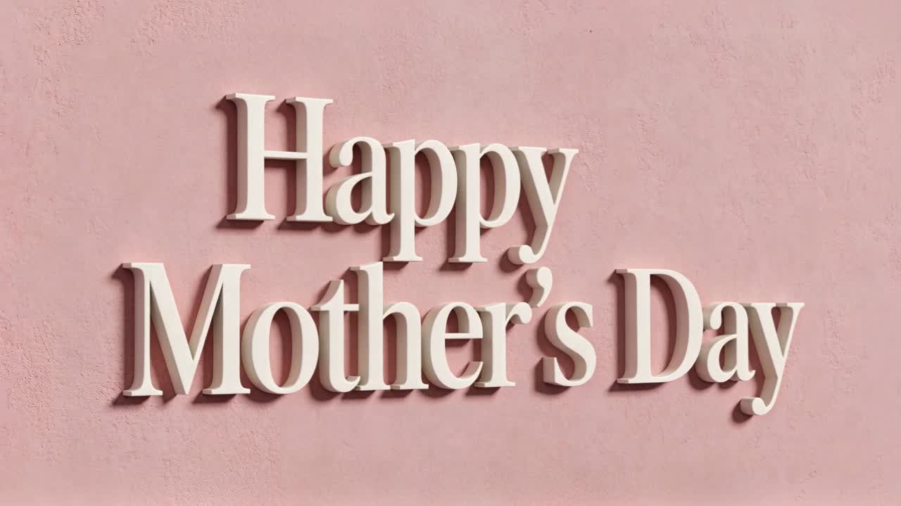 Showing on start two-line 3D Happy Mother's Day greeting on pink backdrop, honoring mothers