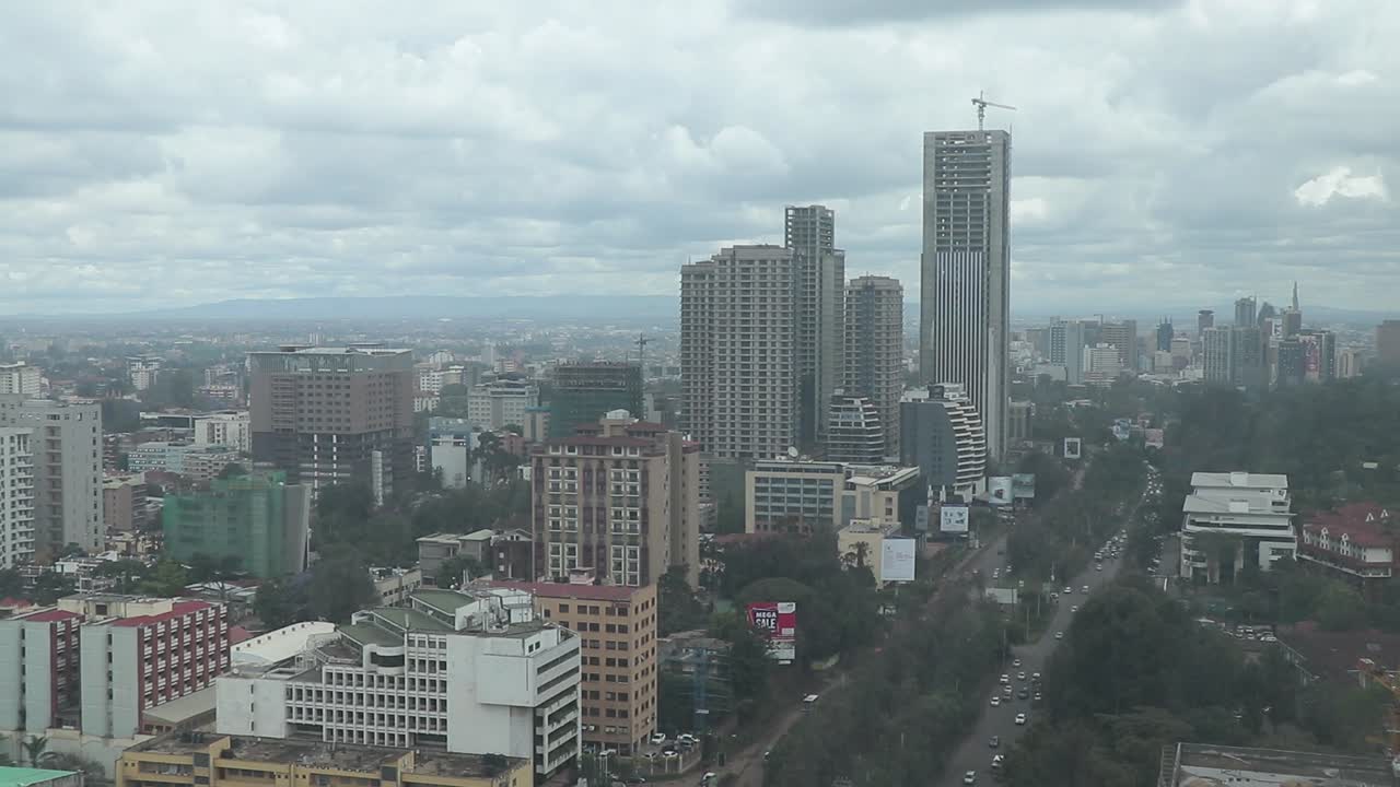 Edificio più alto del Kenya e traffico nell'area di Westland, torri di 47 piani Avic's Westlands Nairobi-Kenya, Africa orientale