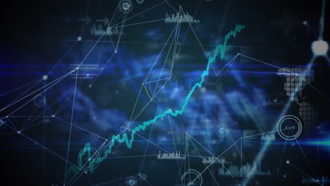 networks of connections over world map against data processing