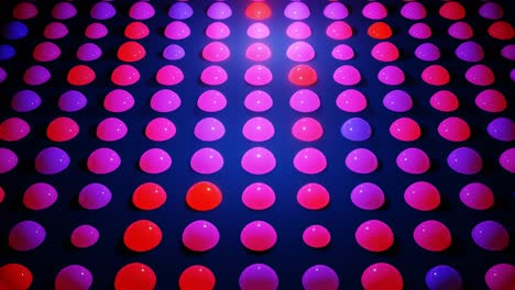 composición abstracta de bolas de colores en el plano, que se iluminan al azar y se reflejan entre sí. esferas multicolores como leds como simple fondo oscuro geométrico con efectos de luz.