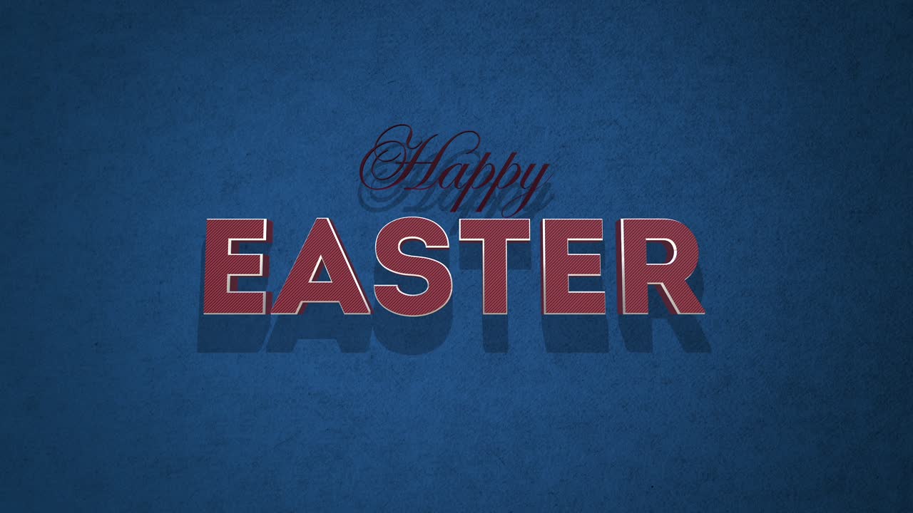 Testo retrò 'Buona Pasqua' rosso su texture vintage blu in stile anni '80