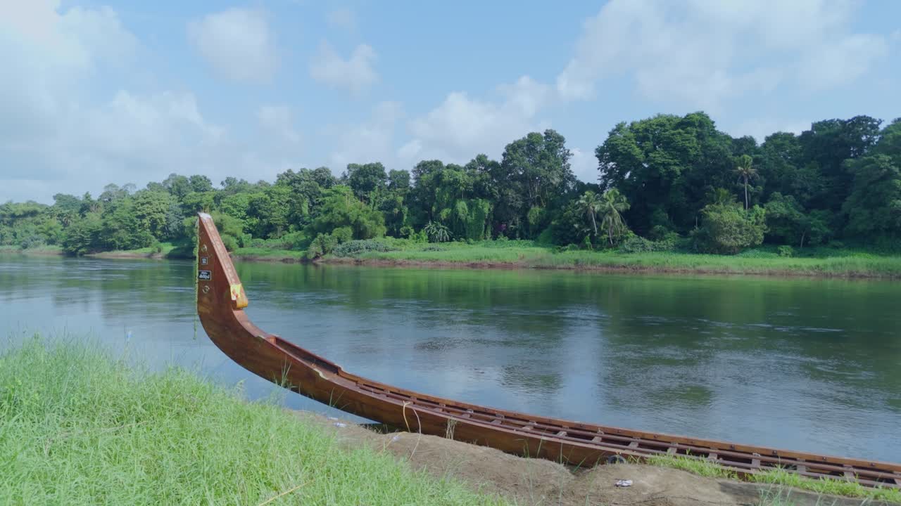 The Aranmula Uthrittathi Vallamkali or Aranmula Boat Race wooden snake boat in aranmula ,kerala