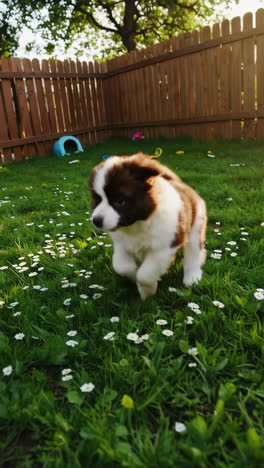 puppy playing in a garden