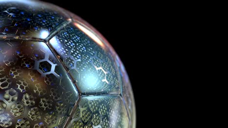 football background, rotating abstract glass soccer ball