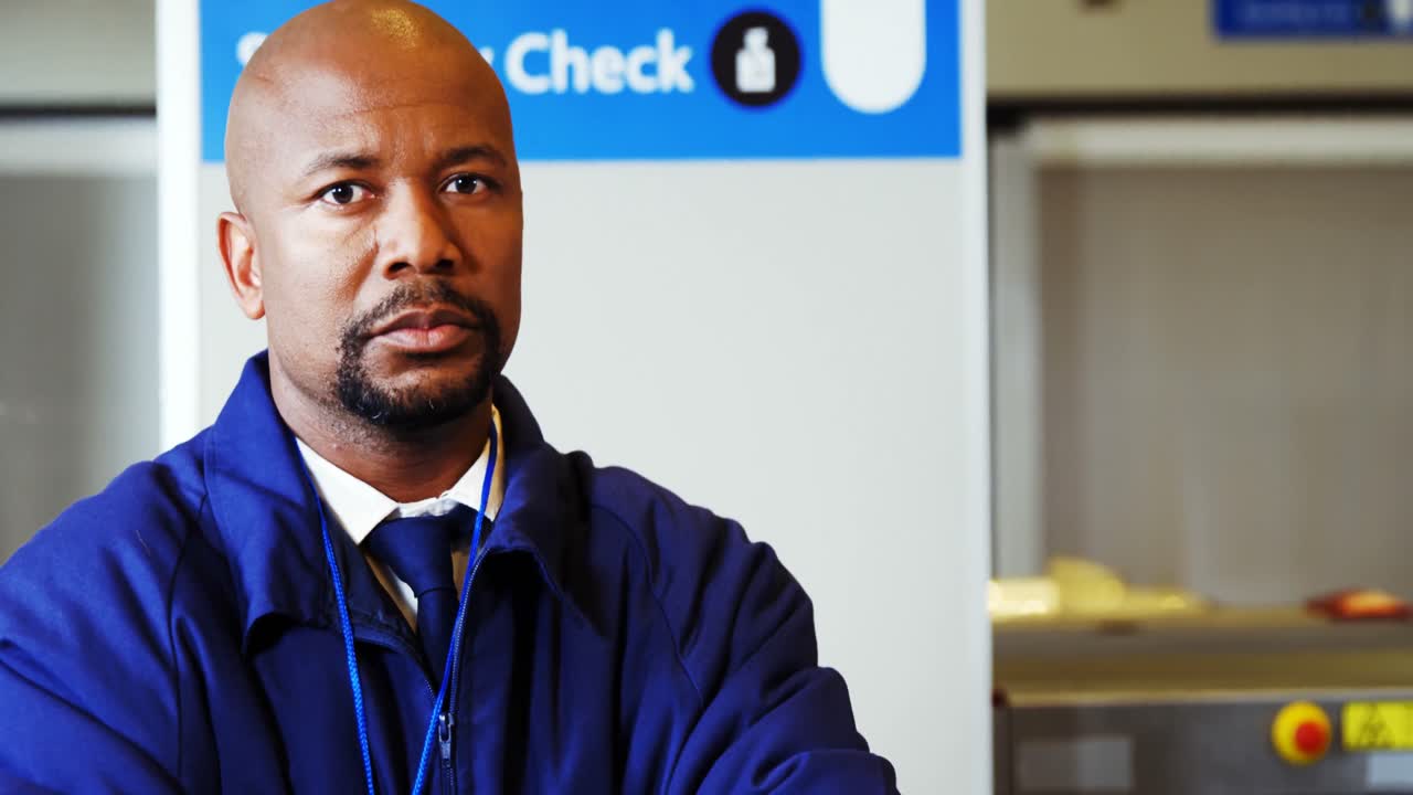 Worker standing with arms crossed