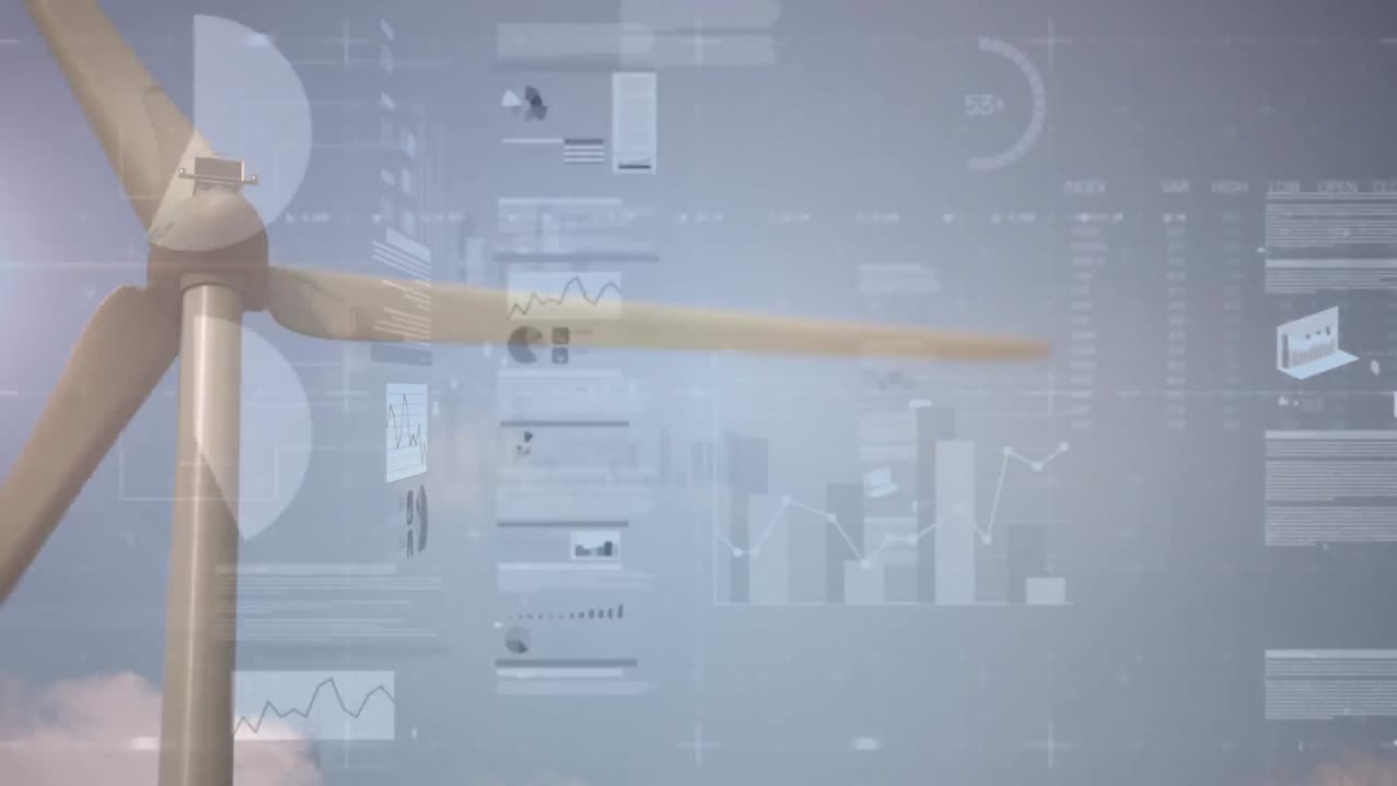 풍력 터빈을 통해 통계 처리의 애니메이션