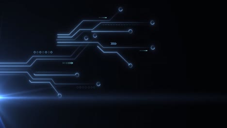 animación del procesamiento de datos en una placa de circuitos informáticos