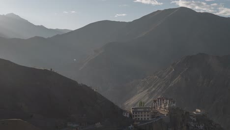 sunrise over a himalayan monastery