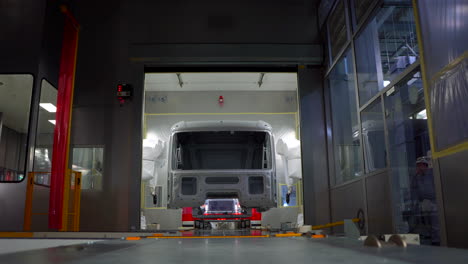 truck painting process in a factory