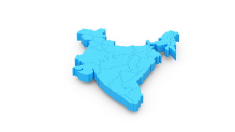 3d animation of indian map isolated on clean white background with chroma key and alpha channel to remove or replace background, 3d animation, 3d rendering