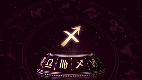 Zodiac sign Sagittarius and horoscope wheel