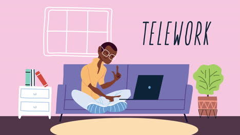 man working from home on a laptop