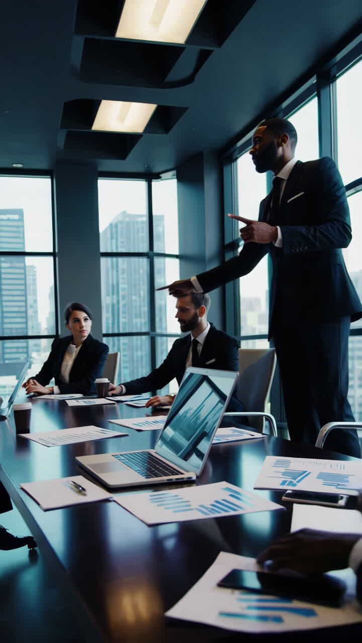 Business professionals in a modern conference room during a meeting