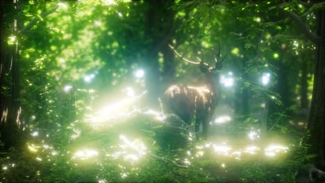 great red deer in a green forest