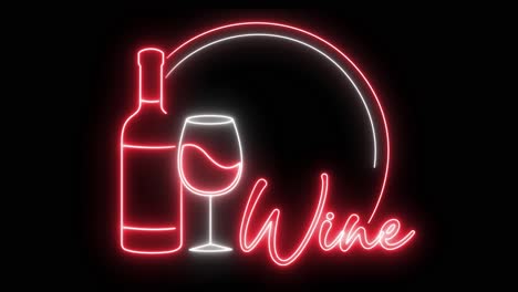 neon sign animation of wine bottle and glass.