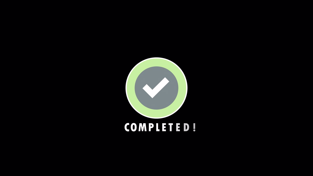 Animated Loading Progress Bar with Checkmark and Completion