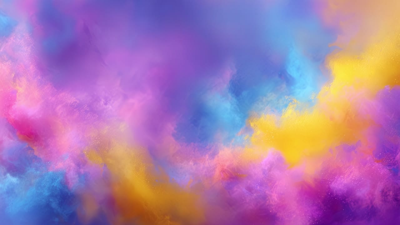 A mesmerizing display of vibrant colors swirling in a beautiful abstract cloud formation, showcasing shades of pink, blue, yellow, and purple in stunning harmony and visual depth
