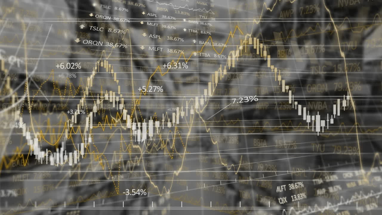 animación del procesamiento de datos financieros en el almacén