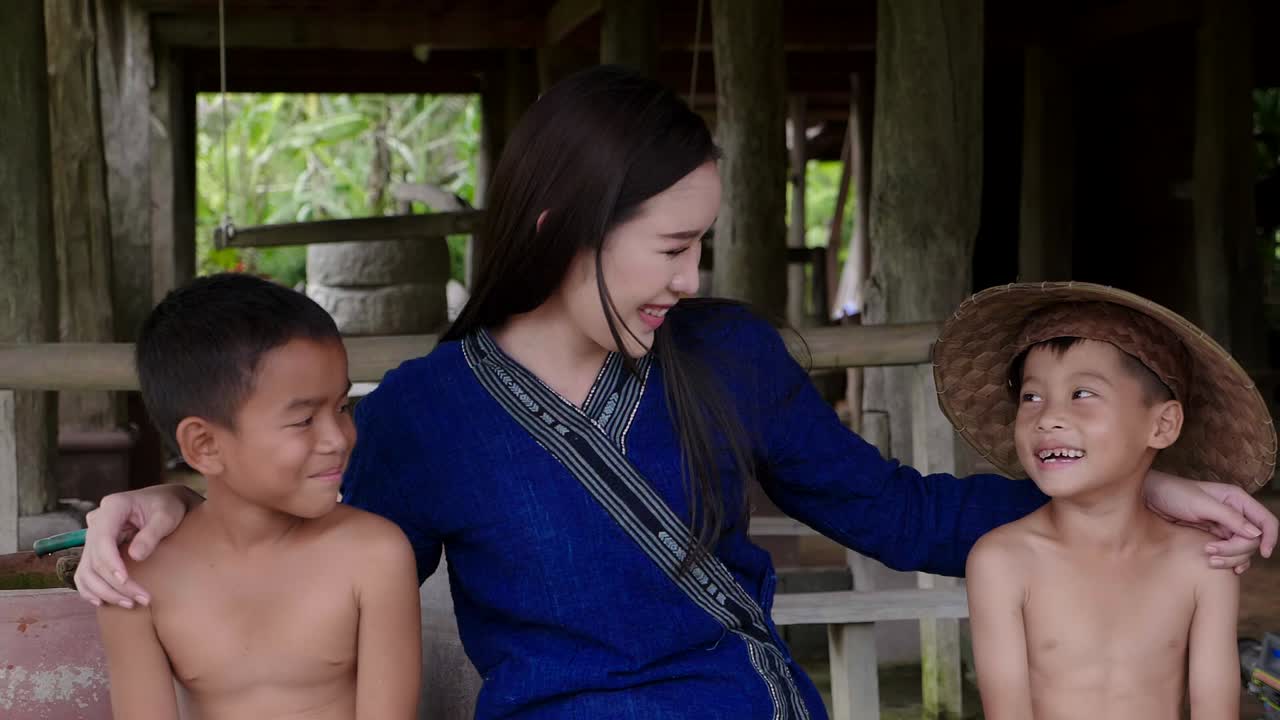 A Happy Family Moment in a Rural Village