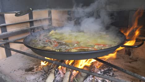 traditional spanish paella with vegetables