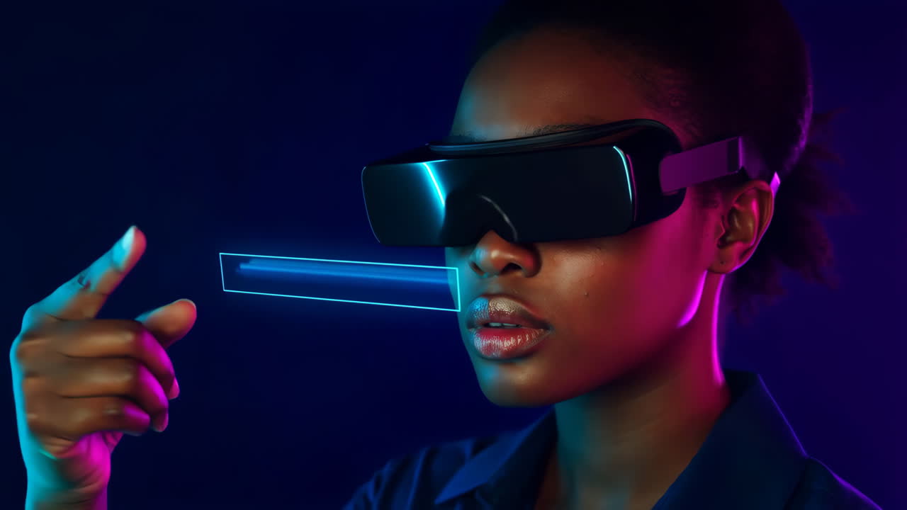 Woman Interacting with Futuristic VR/AR Interface
