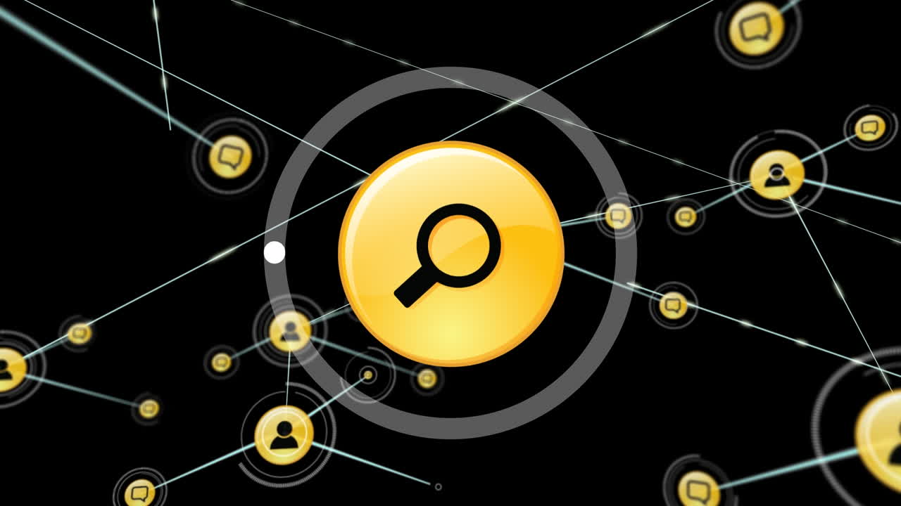 Animation of network of connections icons over black background