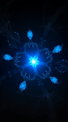 abstract blue glowing fractal star on dark background