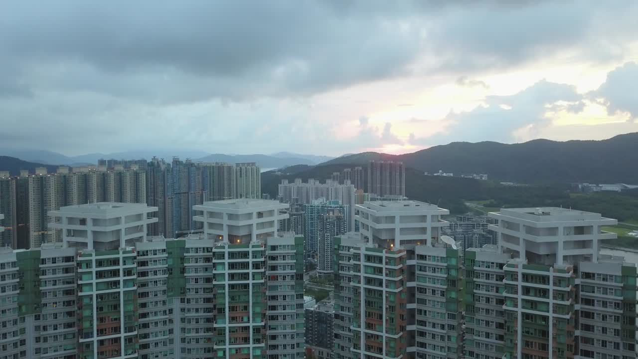 홍콩의   오 시의 드론 영상