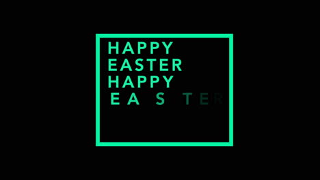 repeat happy easter text in green frame on fashion black gradient