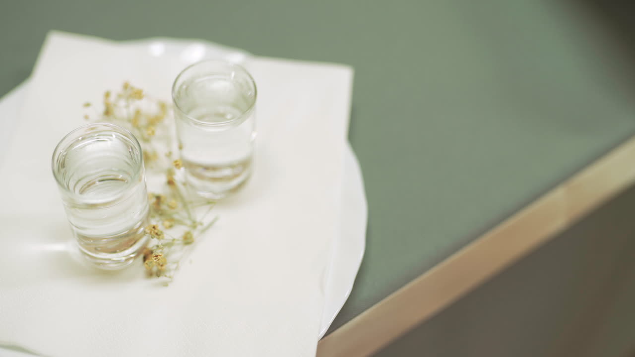 Two Glasses With Vodka Prepared For Toast