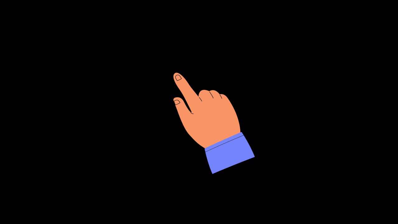 Animated Hand Pointing Upward Against Black Background