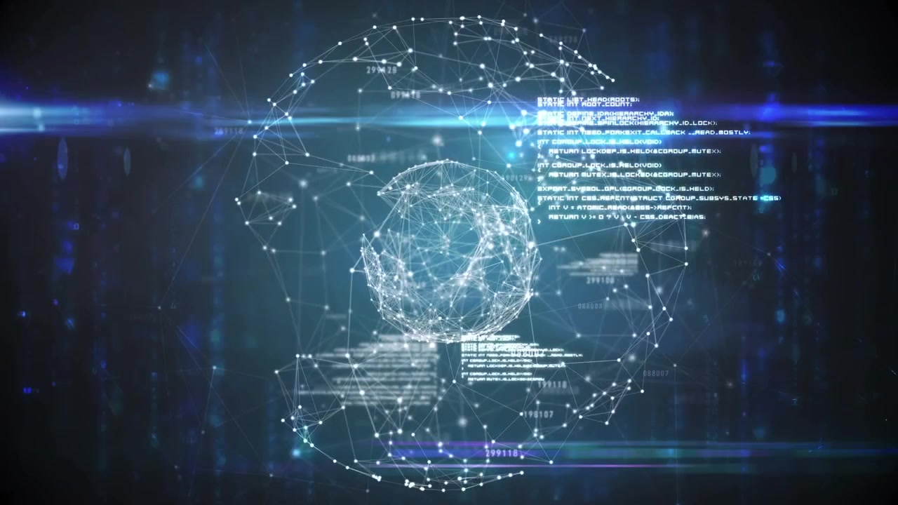 Animation of data processing and globe made of connections over navy background