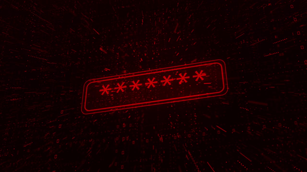 Animated red danger warning sign glitching against digital background cyber alert effect for