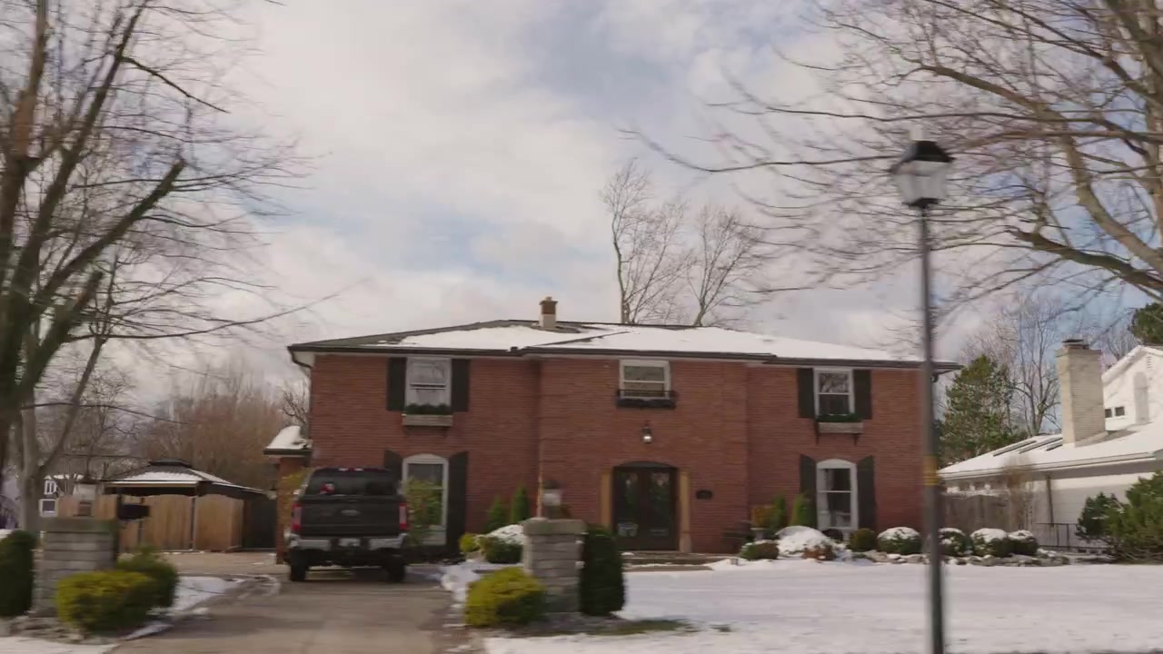 Traditional American suburban house in winter