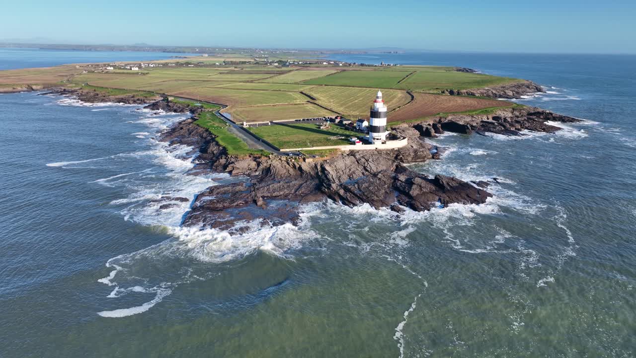 Wexford Epic Locations Hook Head Fyrhoved med kraftig dønning i starten af en atlanterhavsstorm om vinteren. Irlands skønhed