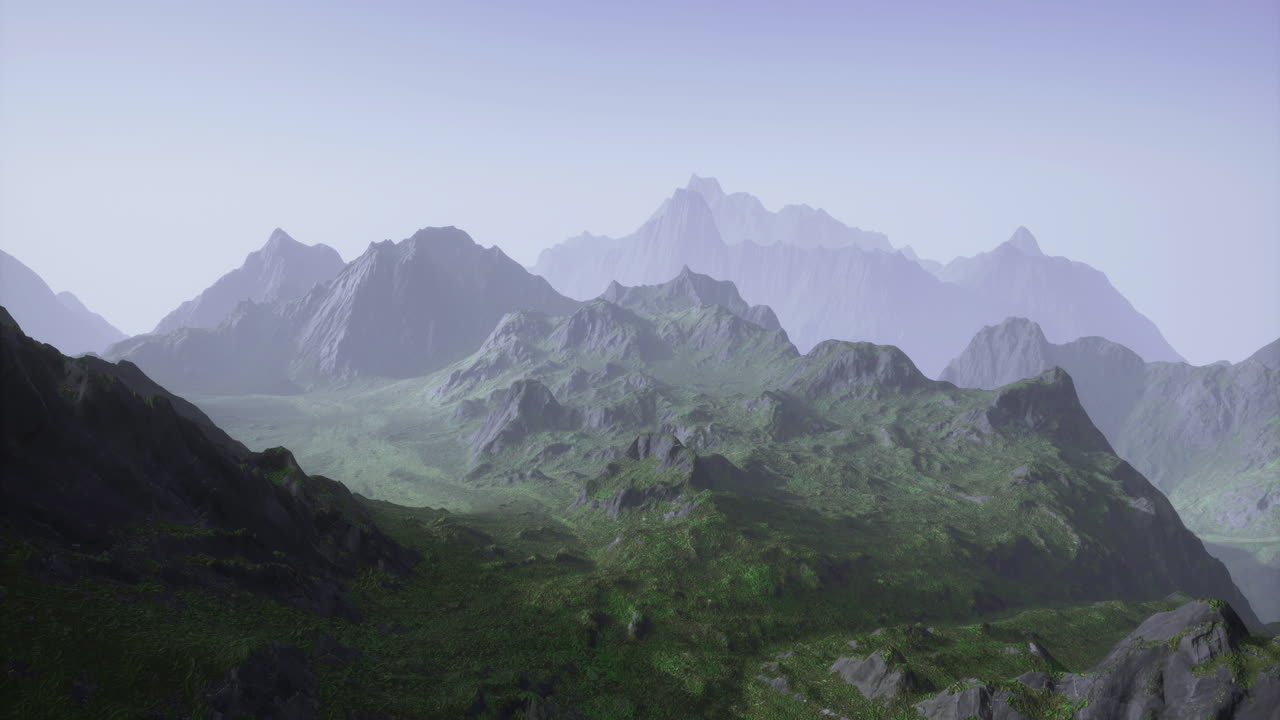 Beautiful green mountain landscape under a clear sky during daytime