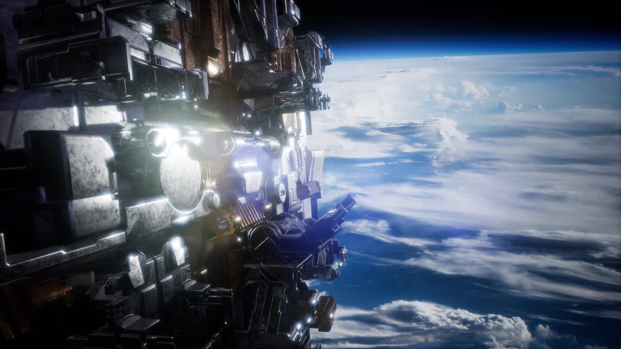 Spaceships in space 3D rendering